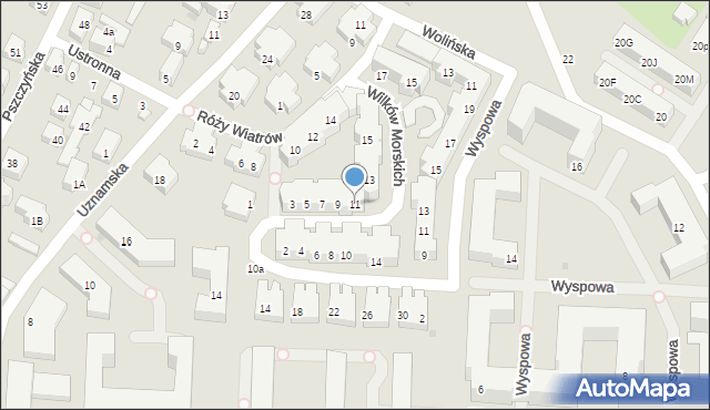 Warszawa, Wilków Morskich, 11, mapa Warszawy