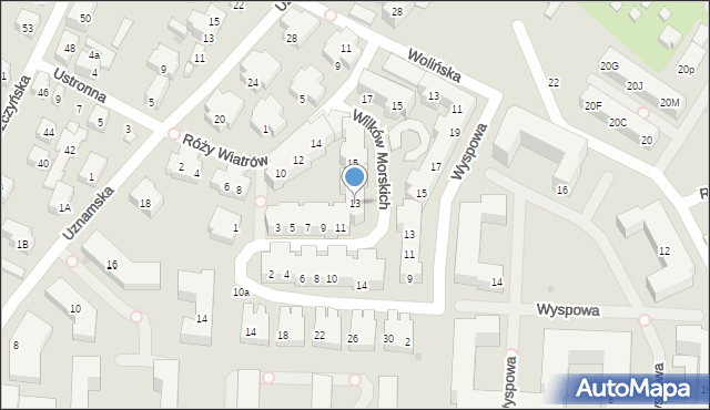 Warszawa, Wilków Morskich, 13, mapa Warszawy