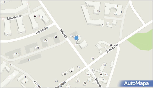 Warszawa, Wierna, 12, mapa Warszawy