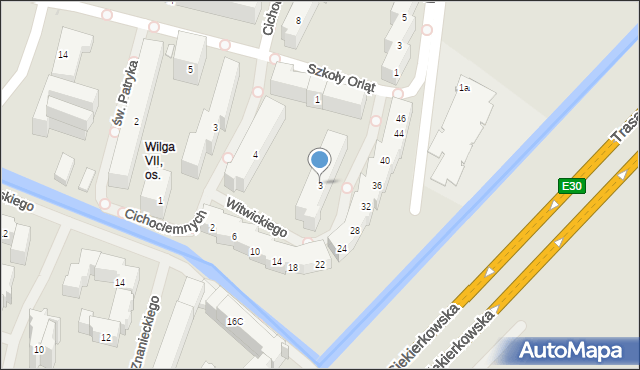 Warszawa, Witwickiego Władysława, 3, mapa Warszawy