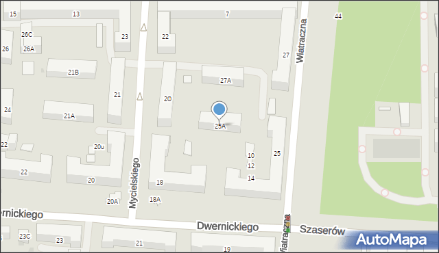 Warszawa, Wiatraczna, 25A, mapa Warszawy