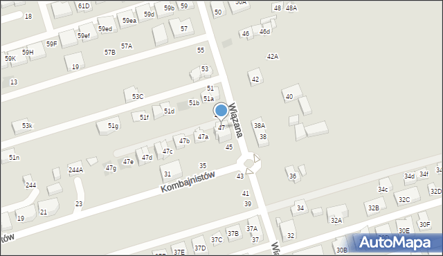 Warszawa, Wiązana, 47, mapa Warszawy