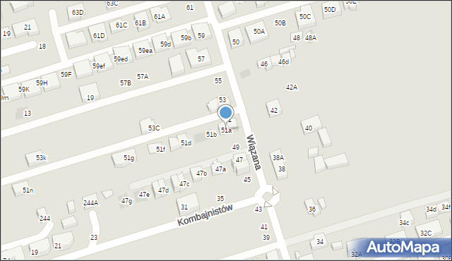 Warszawa, Wiązana, 51a, mapa Warszawy