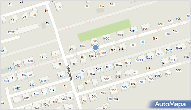 Warszawa, Wiązana, 58B/2, mapa Warszawy