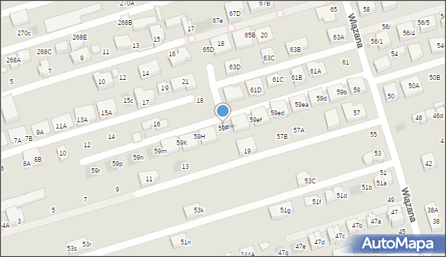 Warszawa, Wiązana, 59F, mapa Warszawy