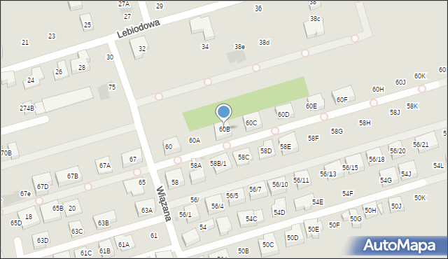 Warszawa, Wiązana, 60B, mapa Warszawy