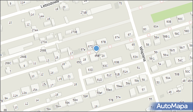 Warszawa, Wiązana, 65B, mapa Warszawy