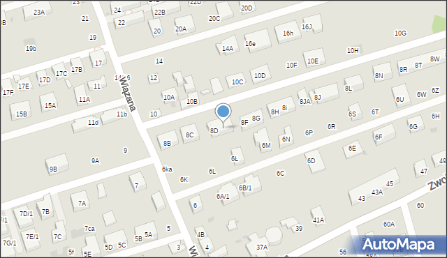 Warszawa, Wiązana, 8E, mapa Warszawy