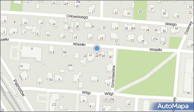 Warszawa, Wisełki, 14, mapa Warszawy