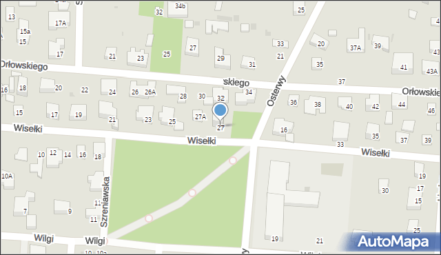 Warszawa, Wisełki, 27, mapa Warszawy