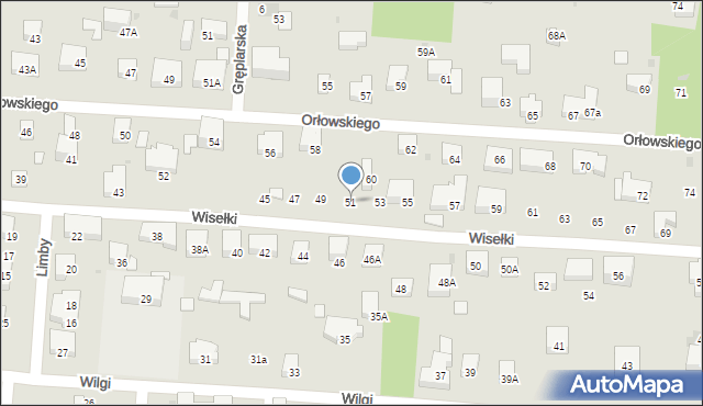 Warszawa, Wisełki, 51, mapa Warszawy