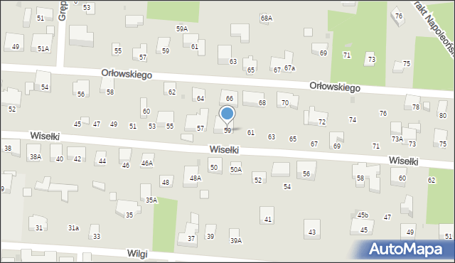 Warszawa, Wisełki, 59, mapa Warszawy