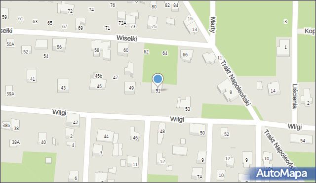 Warszawa, Wilgi, 51, mapa Warszawy