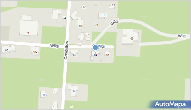 Warszawa, Wilgi, 64, mapa Warszawy