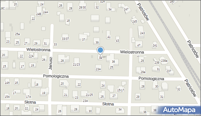 Warszawa, Wielostronna, 34, mapa Warszawy