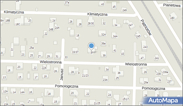 Warszawa, Wielostronna, 37, mapa Warszawy