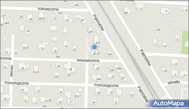 Warszawa, Wielostronna, 47, mapa Warszawy