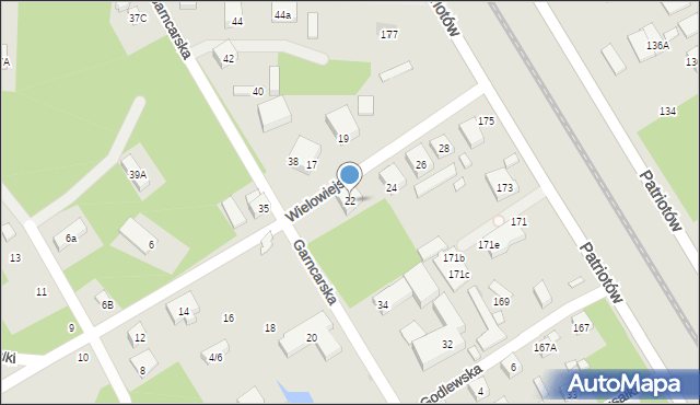 Warszawa, Wielowiejska, 22, mapa Warszawy