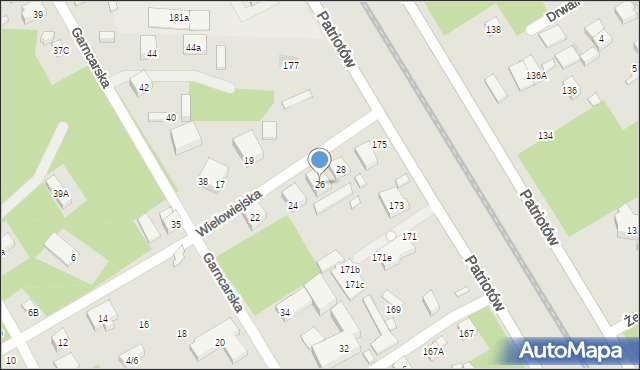 Warszawa, Wielowiejska, 26, mapa Warszawy