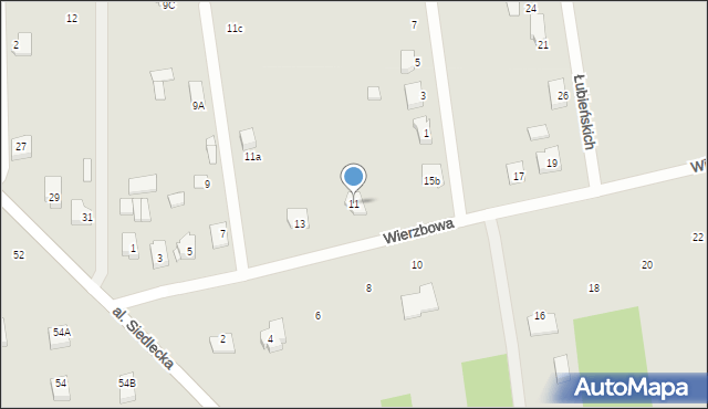 Węgrów, Wierzbowa, 11, mapa Węgrów