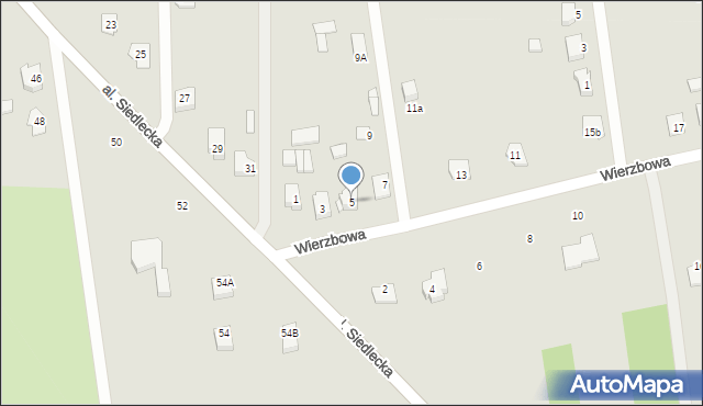 Węgrów, Wierzbowa, 5, mapa Węgrów