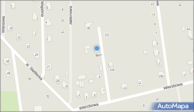 Węgrów, Wierzbowa, 9A, mapa Węgrów