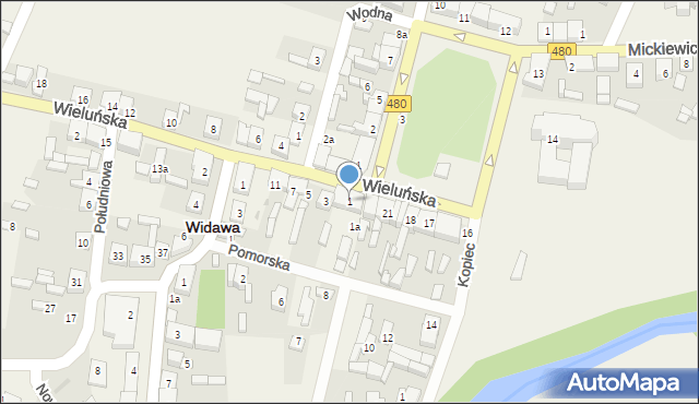 Widawa, Wieluńska, 1, mapa Widawa