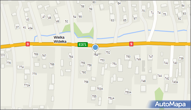 Widełka, Widełka, 754, mapa Widełka