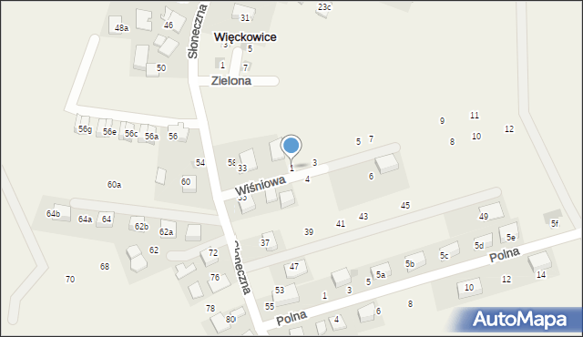 Więckowice, Wiśniowa, 1, mapa Więckowice