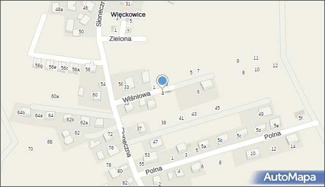 Więckowice, Wiśniowa, 4, mapa Więckowice