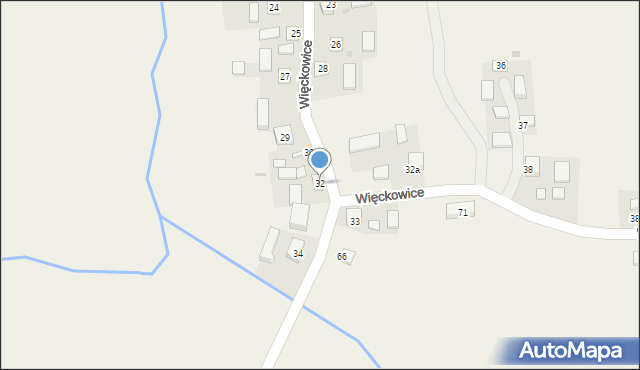 Więckowice, Więckowice, 32, mapa Więckowice