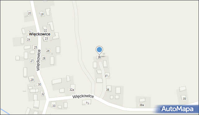 Więckowice, Więckowice, 36, mapa Więckowice