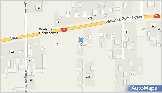 Wielącza, Wielącza, 12, mapa Wielącza