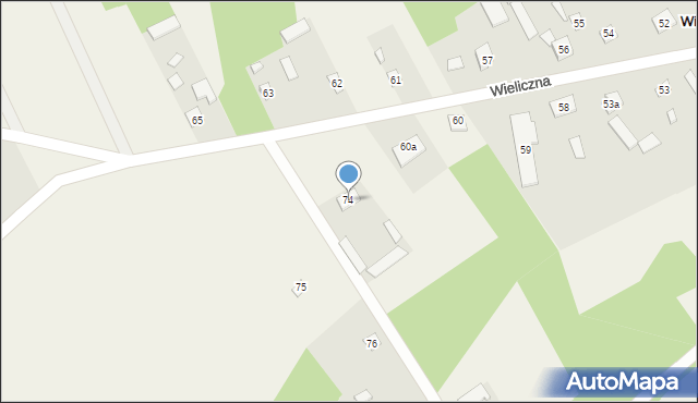 Wieliczna, Wieliczna, 74, mapa Wieliczna
