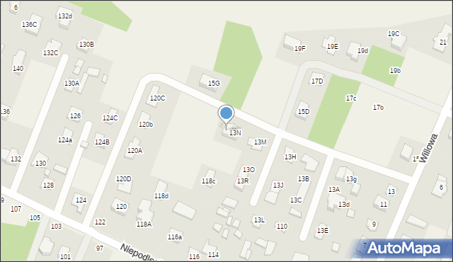 Wieliszew, Willowa, 13P, mapa Wieliszew