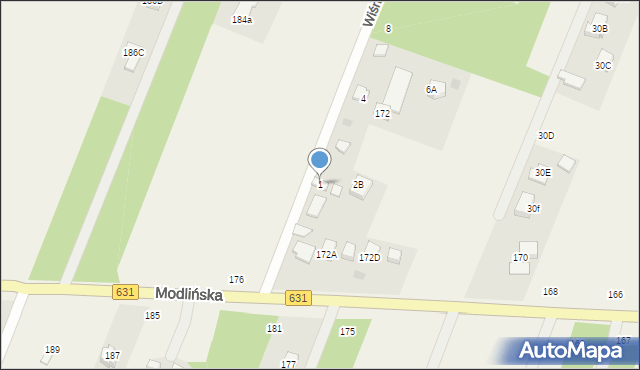 Wieliszew, Wiśniowa, 1, mapa Wieliszew