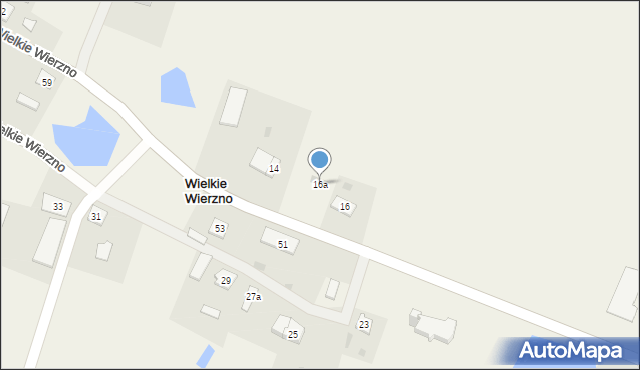 Wielkie Wierzno, Wielkie Wierzno, 16a, mapa Wielkie Wierzno