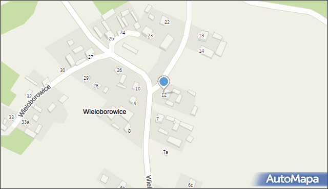 Wieloborowice, Wieloborowice, 12, mapa Wieloborowice
