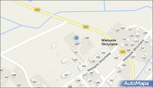 Wielopole Skrzyńskie, Wielopole Skrzyńskie, 240, mapa Wielopole Skrzyńskie