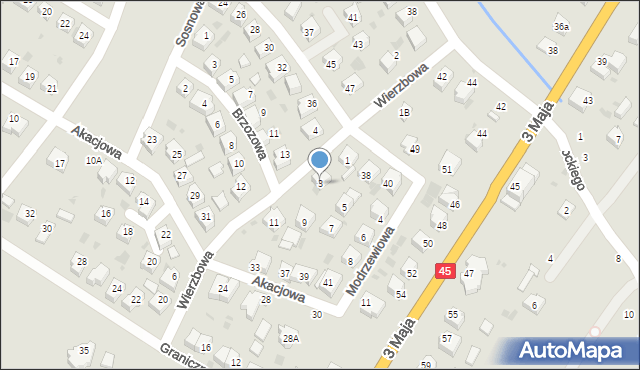 Wieluń, Wierzbowa, 3, mapa Wieluń