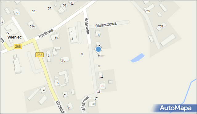 Wieniec, Wiązowa, 7, mapa Wieniec