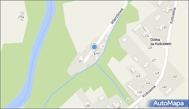 Wieprz, Wierzbowa, 8, mapa Wieprz