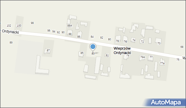 Wieprzów Ordynacki, Wieprzów Ordynacki, 83, mapa Wieprzów Ordynacki