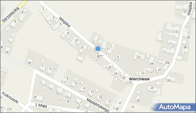 Wierchlesie, Wiejska, 14, mapa Wierchlesie