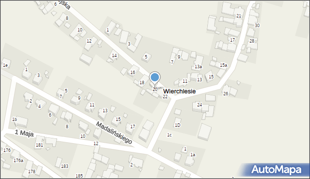 Wierchlesie, Wiejska, 20, mapa Wierchlesie