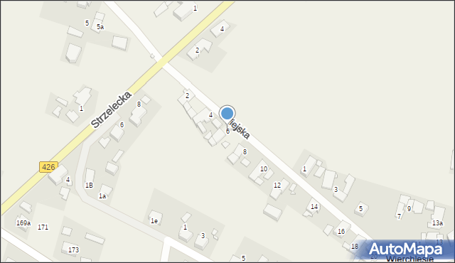 Wierchlesie, Wiejska, 6, mapa Wierchlesie