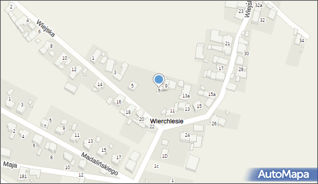 Wierchlesie, Wiejska, 7, mapa Wierchlesie