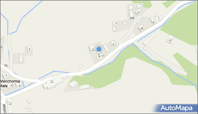 Wierchomla Mała, Wierchomla Mała, 5, mapa Wierchomla Mała