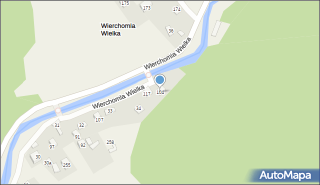 Wierchomla Wielka, Wierchomla Wielka, 104, mapa Wierchomla Wielka