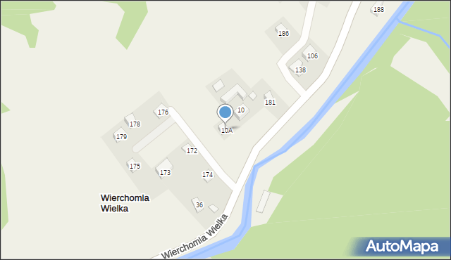 Wierchomla Wielka, Wierchomla Wielka, 10A, mapa Wierchomla Wielka